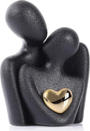 Mini Couples Statue - Ceramic Romantic Pair in Love Figurines for Bedroom Decor, TV Cabinet, Wedding Valentine's Gift, Small Knick Knacks Home Shelf (4.7 inch Black) 12 cm inch) Black
