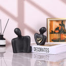 Mini Couples Statue - Ceramic Romantic Pair in Love Figurines for Bedroom Decor, TV Cabinet, Wedding Valentine's Gift, Small Knick Knacks Home Shelf (4.7 inch Black) 12 cm inch) Black