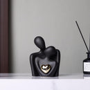 Mini Couples Statue - Ceramic Romantic Pair in Love Figurines for Bedroom Decor, TV Cabinet, Wedding Valentine's Gift, Small Knick Knacks Home Shelf (4.7 inch Black) 12 cm inch) Black