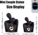 Mini Couples Statue - Ceramic Romantic Pair in Love Figurines for Bedroom Decor, TV Cabinet, Wedding Valentine's Gift, Small Knick Knacks Home Shelf (4.7 inch Black) 12 cm inch) Black