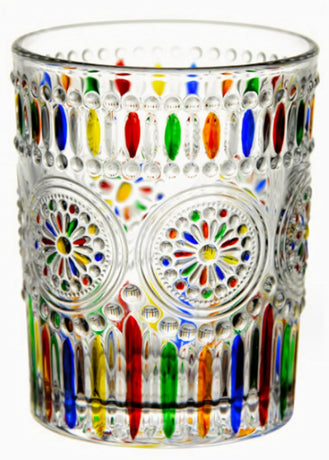 Petluno Hand Painted Stained Glass Whiskey Tumblers, Lead-Free Crystal Colorful Wine Glasses Old Fashioned for Drinking Bourbon, Scotch Whisky, Cocktails, Cognac - Father's Day Gift (Rainbow)