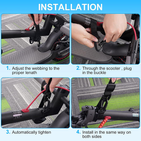 Petluno Accessories for electric scooters, compatible with Xiaomi M365/1S/Pro, scooter carry bag/child handle/ hooks/cable conduit protection/reflective set/shoulder strap/handlebar # 3 Straps