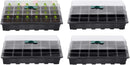 Petluno 4-piece seedling trays, 24-cell plastic seedling propagation trays, flower seed growing containers with adjustable ventilation openings for greenhouse, garden, home (with lids and bases)