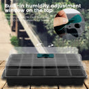 Petluno 4-piece seedling trays, 24-cell plastic seedling propagation trays, flower seed growing containers with adjustable ventilation openings for greenhouse, garden, home (with lids and bases)
