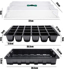 Petluno 4-piece seedling trays, 24-cell plastic seedling propagation trays, flower seed growing containers with adjustable ventilation openings for greenhouse, garden, home (with lids and bases)