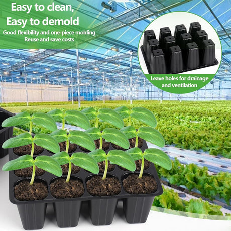 120 cell seedling starter tablets reusable, mini propagator, greenhouse growing kit, plant growing trays for indoor greenhouse plastic germination trays nurseries, growing