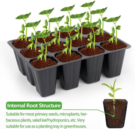 120 cell seedling starter tablets reusable, mini propagator, greenhouse growing kit, plant growing trays for indoor greenhouse plastic germination trays nurseries, growing