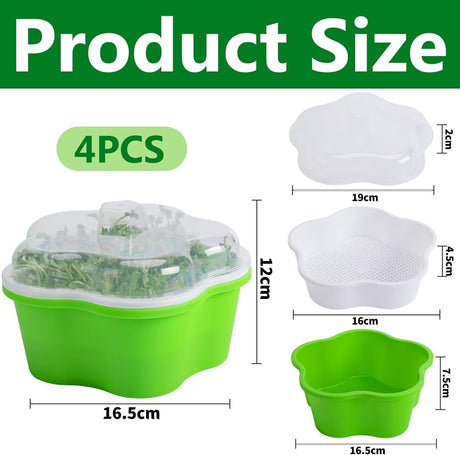Petluno 4 pieces seedling pots with lids, 16 cm seedling pot BPA-free healthy hydroponic growing pot soil-free sprouting container for growing mung beans, alfalfa, wheatgrass