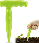 Seed planter tool, 17.5 cm Dibber garden tool, plastic seed dibbler for plants, bulb digger garden planter with handle for sowing seeds, bulbs, digging (light green) Light green