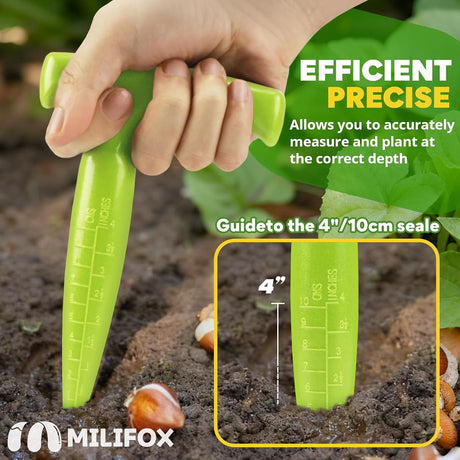 Seed planter tool, 17.5 cm Dibber garden tool, plastic seed dibbler for plants, bulb digger garden planter with handle for sowing seeds, bulbs, digging (light green) Light green