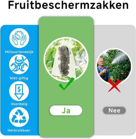 50 pieces fruit protection bags with drawstring, 15x20 cm green organza bags, reusable bird nets and insect mesh for garden vegetable patch 15×20cm