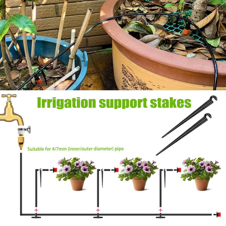 Petluno 100 Pieces Irrigation Dripper Stakes, Dripper Support for Irrigation, for 4/7 mm Hose, Vegetable Gardens, Plants or Flower Beds mm - pieces