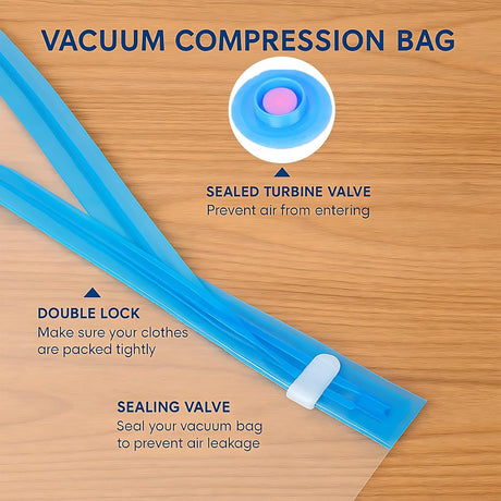 6 pieces vacuum storage bags for clothes, reusable, 40 x 60 cm travel essentials sealer compression bags, space-saving vacuum cube packaging bags, storage jackets, towels