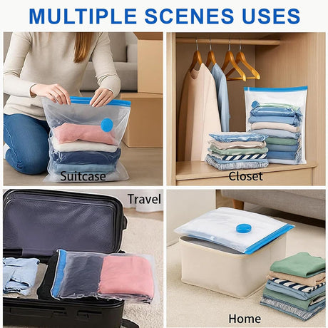 6 pieces vacuum storage bags for clothes, reusable, 40 x 60 cm travel essentials sealer compression bags, space-saving vacuum cube packaging bags, storage jackets, towels