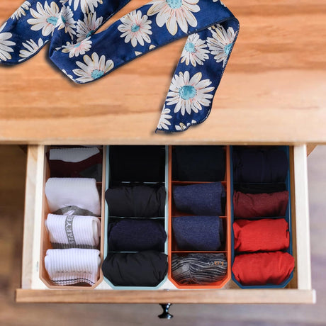 4 pieces of sock and underwear storage boxes, wardrobe organizer, drawer divider for home