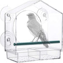 Strong suction window bird feeder, large capacity window bird feeder with removable seed tray and drainage holes for bird food, suitable for Dunnock, Blue Tit, Robin and small wild birds, 21 cm x 20 cm x 10 cm