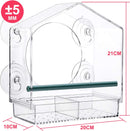 Strong suction window bird feeder, large capacity window bird feeder with removable seed tray and drainage holes for bird food, suitable for Dunnock, Blue Tit, Robin and small wild birds, 21 cm x 20 cm x 10 cm