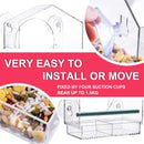 Strong suction window bird feeder, large capacity window bird feeder with removable seed tray and drainage holes for bird food, suitable for Dunnock, Blue Tit, Robin and small wild birds, 21 cm x 20 cm x 10 cm