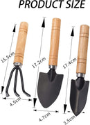 Garden tool set, 3-piece garden tool set, garden trowel, small, wooden handle, hand trowels, small garden set for bonsai, tool, plant pot, flowers