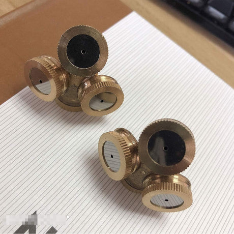 2 PCS 3 Hole Brass Atomizing Nozzle Mist Water, Brass Garden Spray Sprinkler for Gardening and Agriculture