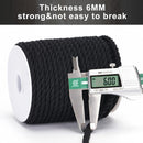 Petluno Macramé Cord 6 mm, 30 m Black Cotton Rope Thick for Crafting, Wall Hangings, Plant Hangers, Knitting, Gardening, Decoration Black 6mm 30m