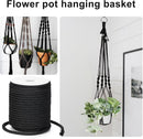 Petluno Macramé Cord 6 mm, 30 m Black Cotton Rope Thick for Crafting, Wall Hangings, Plant Hangers, Knitting, Gardening, Decoration Black 6mm 30m