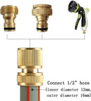 CT 2 st Brass Hose Connector Hose End Quick Coupling 1/2" Hose Pipe for Gardening, Watering, Car Washing