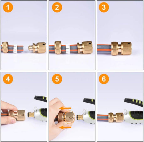 CT 2 st Brass Hose Connector Hose End Quick Coupling 1/2