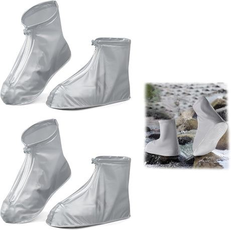overshoes, waterproof, 4 reusable bike overshoes, anti-slip reinforcement with zip closure, can be worn anywhere, rain protection for shoes when cycling