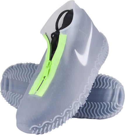 Silicone overshoes, waterproof shoe covers, reusable anti-slip suitable for rain, snow, rough beaches and narrow paths transparent L (39--42)