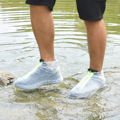 Silicone overshoes, waterproof shoe covers, reusable anti-slip suitable for rain, snow, rough beaches and narrow paths transparent L (39--42)