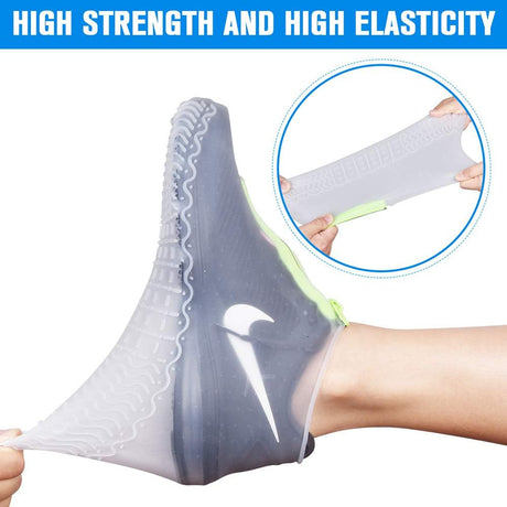 Silicone overshoes, waterproof shoe covers, reusable anti-slip suitable for rain, snow, rough beaches and narrow paths transparent L (39--42)