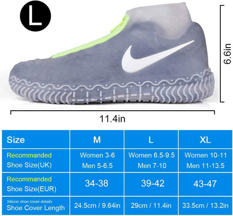 Silicone overshoes, waterproof shoe covers, reusable anti-slip suitable for rain, snow, rough beaches and narrow paths transparent L (39--42)