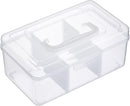 Petluno Clear Stackable Storage Box with Divider Tray, Plastic 3-Compartment Multi-functional Container for Nail Polish, Toys, Crafts, Stationery, Sewing, Fishing Gear Transparent Small