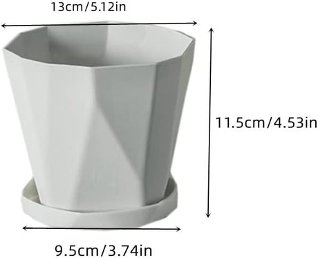 Flower pot, set of 3 flower pots, diameter 13 cm, with plastic saucer, round plant pot, weather-resistant, large flower pots A