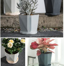 Flower pot, set of 3 flower pots, diameter 13 cm, with plastic saucer, round plant pot, weather-resistant, large flower pots A