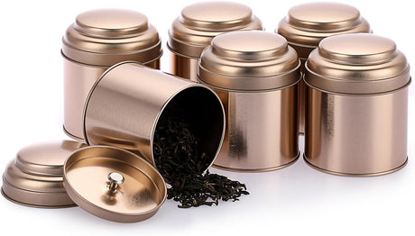 Petluno Set of 6 Loose Leaf Tea Tins 227ml Metal Nut Storage Jars Airtight Containers Kitchen Spice Jars, Food Tin for Tea, Coffee, Biscuits, Sugar