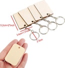 Petluno 100 x Rectangle Unfinished Wooden Planks Pieces of Wood with Holes and Keyrings for Crafting, Labels Pyrography, Wedding Gift, Christmas Decorations, Party Favors Gift