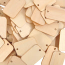 Petluno 100 x Rectangle Unfinished Wooden Planks Pieces of Wood with Holes and Keyrings for Crafting, Labels Pyrography, Wedding Gift, Christmas Decorations, Party Favors Gift