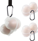 3 pieces egg holders for 2 eggs, egg box, portable egg case with carabiner, egg holder, plastic, transparent, refrigerator, kitchen, outdoor, picnic, camping