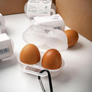 3 pieces egg holders for 2 eggs, egg box, portable egg case with carabiner, egg holder, plastic, transparent, refrigerator, kitchen, outdoor, picnic, camping