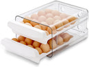 Petluno Egg Container for Fridge, 40 Grid/2 Tier Egg Holder, Fresh Egg Storage Box, Egg Tray and Egg Storage, Clear Plastic