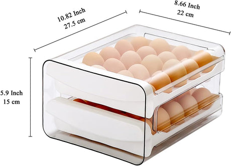Petluno Egg Container for Fridge, 40 Grid/2 Tier Egg Holder, Fresh Egg Storage Box, Egg Tray and Egg Storage, Clear Plastic