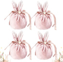 Easter bags with drawstring, 4 pieces of velvet Easter bags, ear-shaped Easter bags, for filling, for candy, cookies, snacks pink