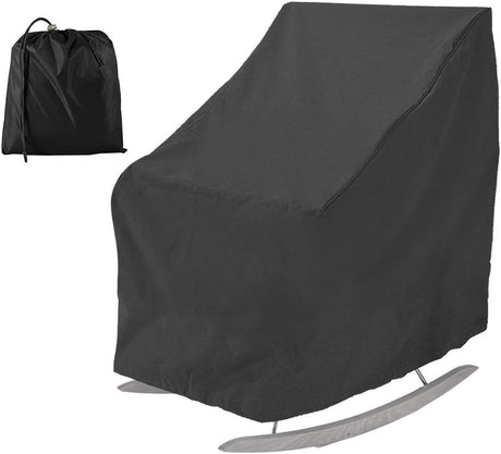 Patio rocking chair Cover waterproof Oxford fabric heavy Veranda lounge garden chair outdoor furniture protective cover (black)