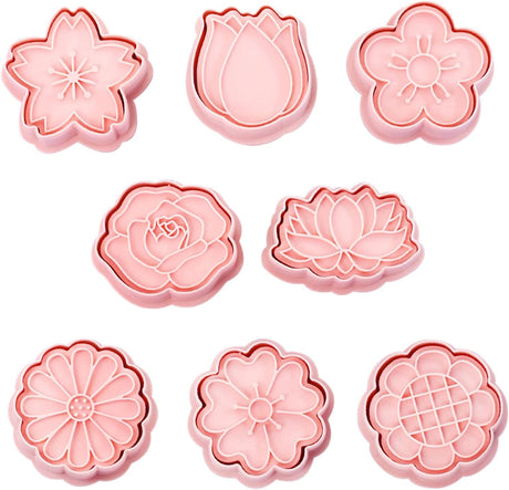 Set of 8 cookie cutters for kids, 3D cookie cutter, flower shape, cookie shape, DIY, baking cakes, tool, fondant, cake, baking