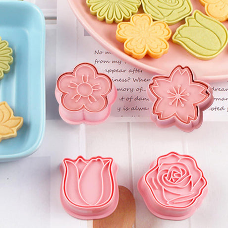 Set of 8 cookie cutters for kids, 3D cookie cutter, flower shape, cookie shape, DIY, baking cakes, tool, fondant, cake, baking