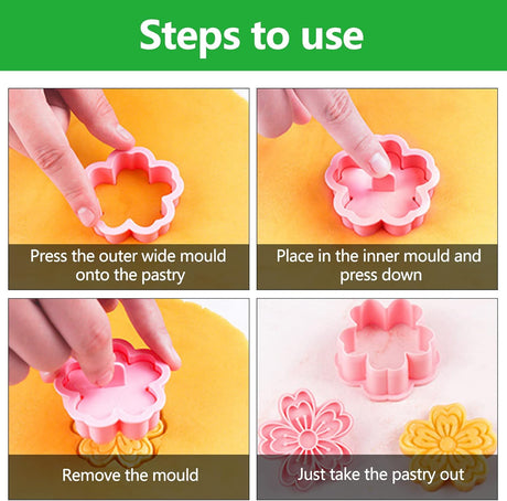 Set of 8 cookie cutters for kids, 3D cookie cutter, flower shape, cookie shape, DIY, baking cakes, tool, fondant, cake, baking