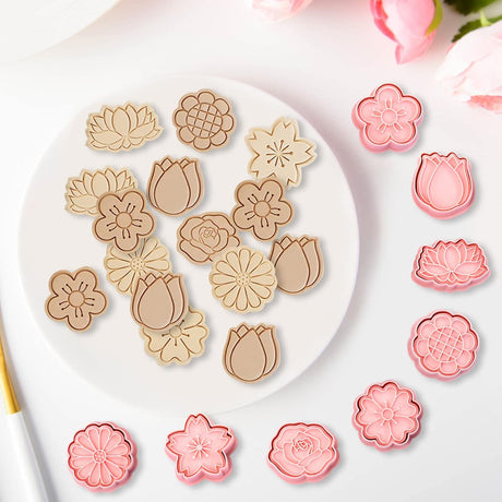 Set of 8 cookie cutters for kids, 3D cookie cutter, flower shape, cookie shape, DIY, baking cakes, tool, fondant, cake, baking