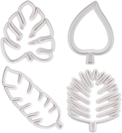 Set of 4 cutters, cookie cutters, leaf cutters, tropical leaves, plastic cake decoration for DIY cookies, fondant, cupcakes, cake